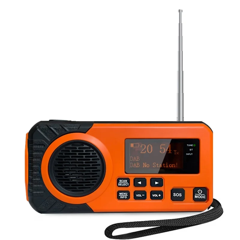 DAB375BT Emergency Radio DAB / FM with 5000mAh Portable Power Bank Solar / Hand Crank Charging SOS Alarm & Flashlight