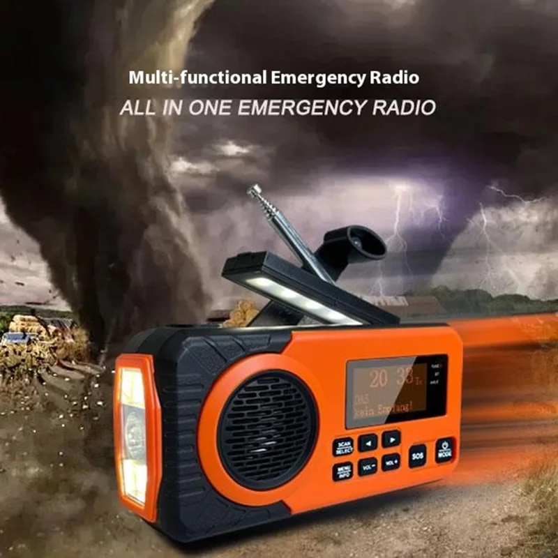 DAB375BT Emergency Radio DAB / FM with 5000mAh Portable Power Bank Solar / Hand Crank Charging SOS Alarm & Flashlight