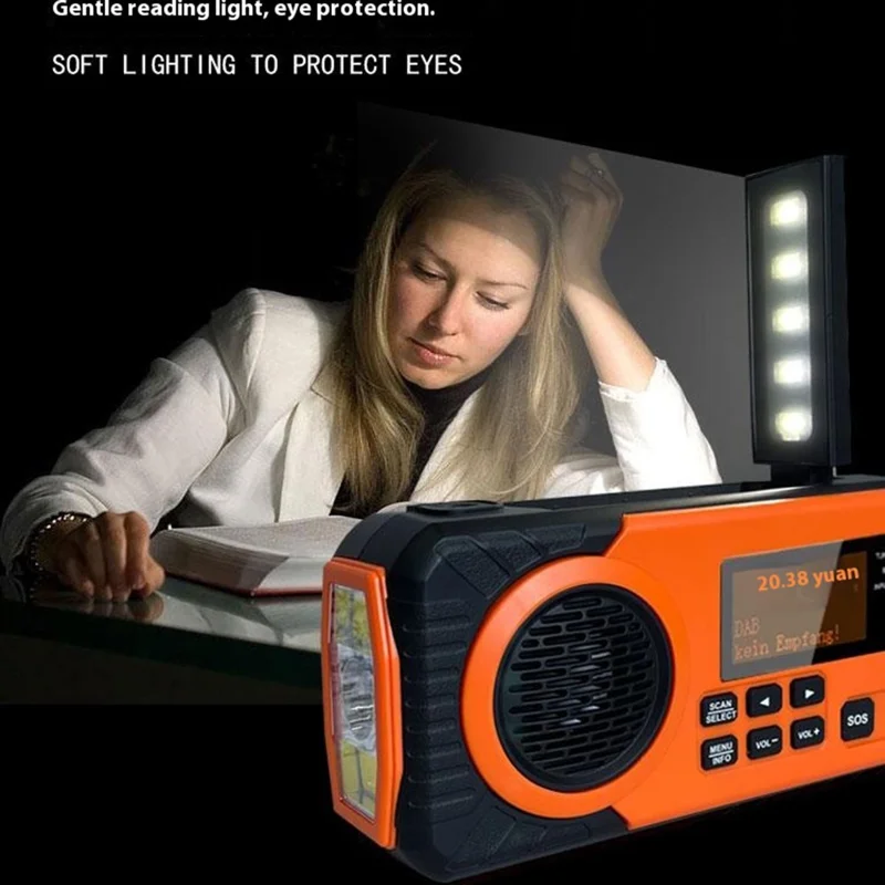 DAB375BT Emergency Radio DAB / FM with 5000mAh Portable Power Bank Solar / Hand Crank Charging SOS Alarm & Flashlight