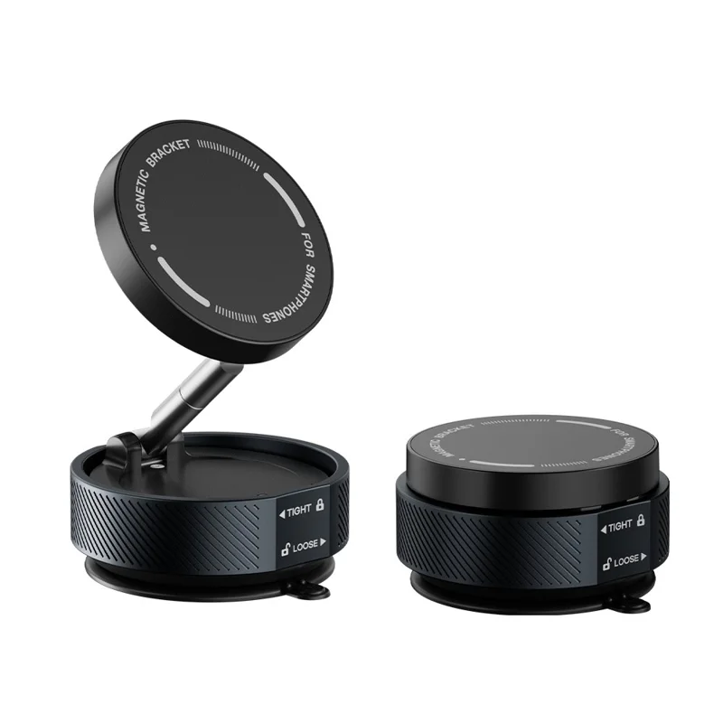 T20 Vacuum Suction Magnetic Phone Mount Tri Axis Adjustable Foldable Phone Holder Stand - Black
