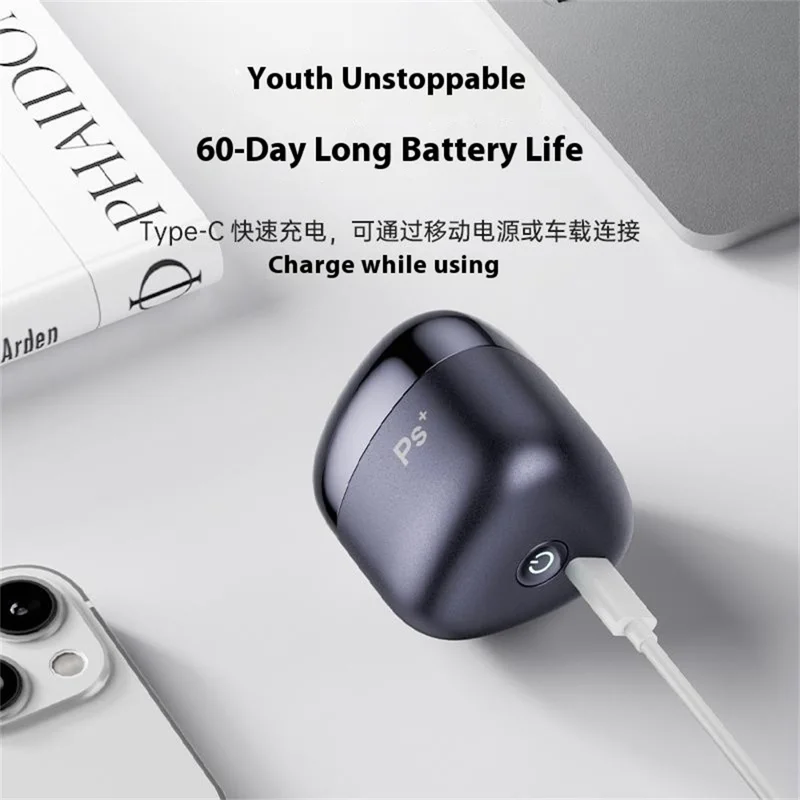 K003 Electric Shaver 3D Floating Head Type-C Fast Charging IPX7 Waterproof Razor - Black