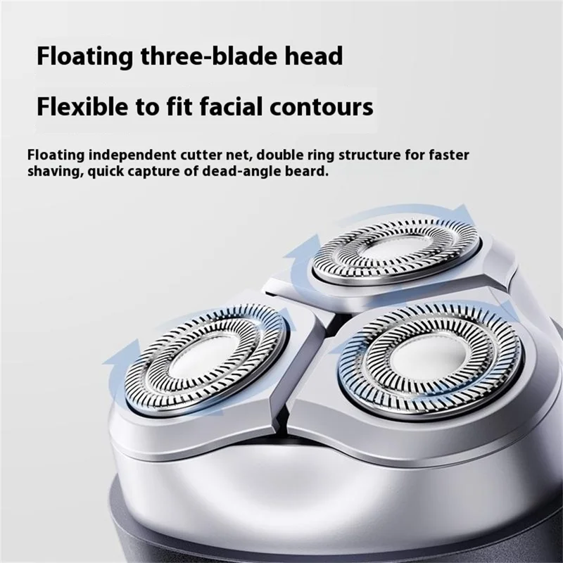 K003 Electric Shaver 3D Floating Head Type-C Fast Charging IPX7 Waterproof Razor - Black