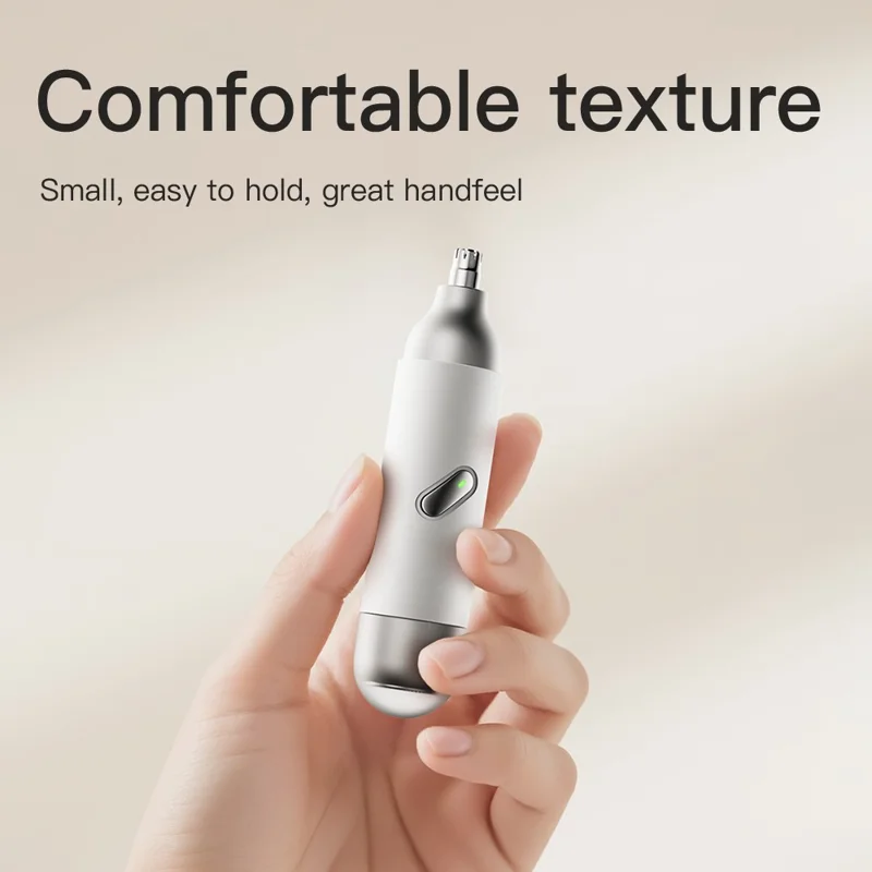 K007 Mini Electric Shaver Rechargeable Nose Hair Trimmer Built In LED Light Portable Grooming Tool - White