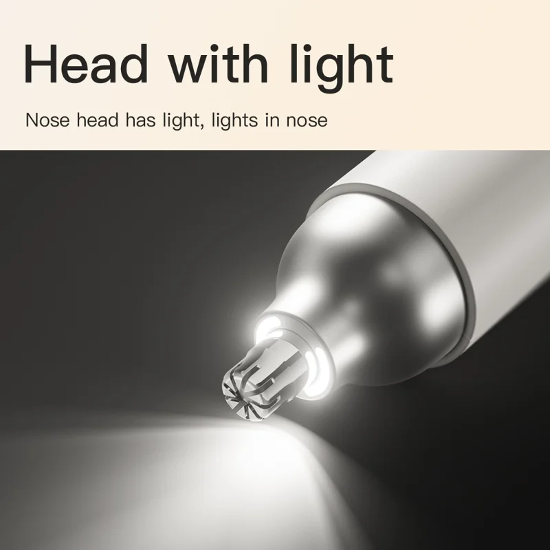 K007 Mini Electric Shaver Rechargeable Nose Hair Trimmer Built In LED Light Portable Grooming Tool - White