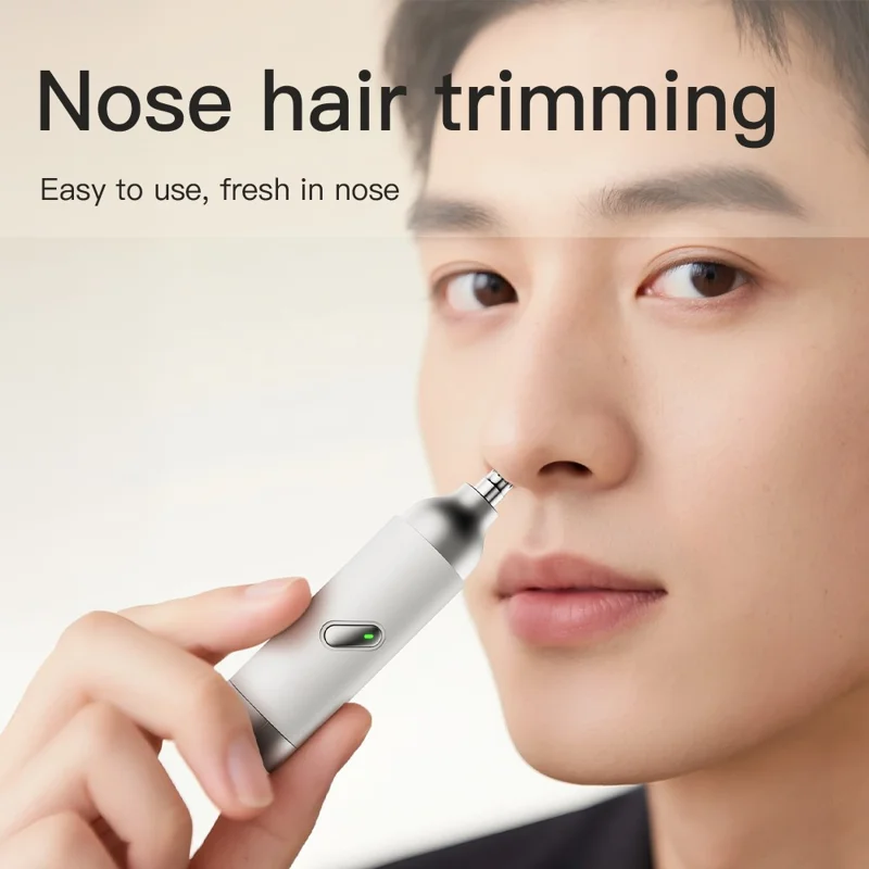 K007 Mini Electric Shaver Rechargeable Nose Hair Trimmer Built In LED Light Portable Grooming Tool - White