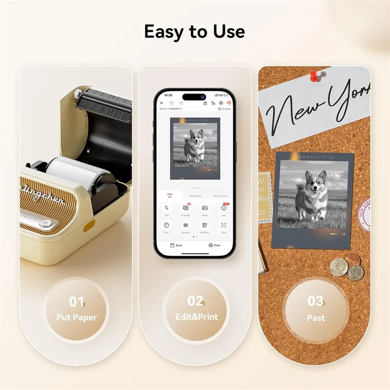 Inteligentny drukarka etykiet NIIMBOT B21Pro, 300DPI, wysoka rozdzielczość, przenośna termiczna drukarka z Bluetooth — beżowa