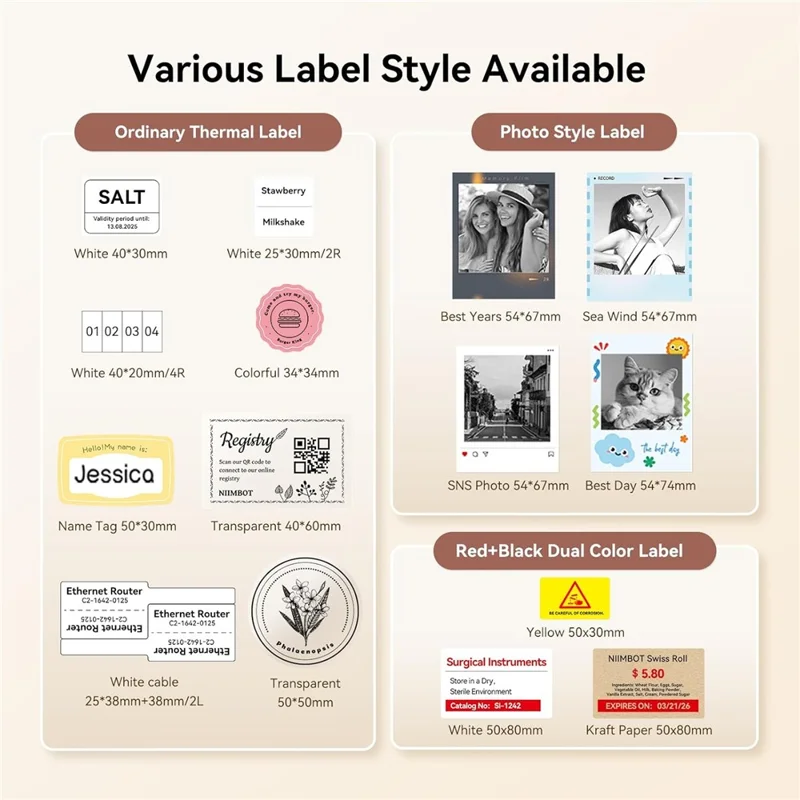 Inteligentny drukarka etykiet NIIMBOT B21Pro, 300DPI, wysoka rozdzielczość, przenośna termiczna drukarka z Bluetooth — beżowa