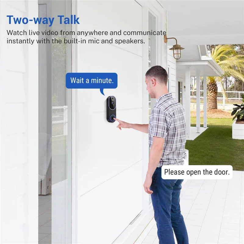 P52 Two Way Audio 2.4G WiFi Wireless Smart Video Doorbell 1080P HD Night Vision Motion Detection Door Bell