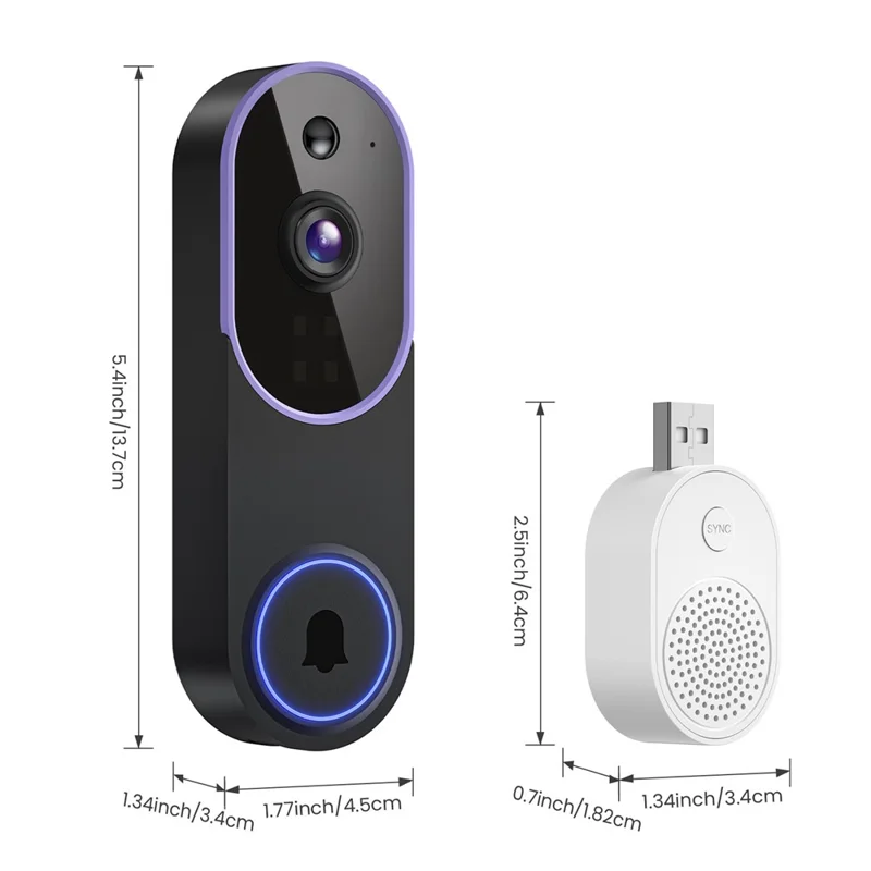 P52 Two Way Audio 2.4G WiFi Wireless Smart Video Doorbell 1080P HD Night Vision Motion Detection Door Bell