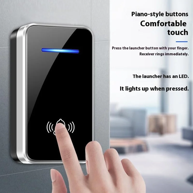 W906 300m Range Wireless Doorbell 60 Ringtones 5 Volume Levels Door Chime Kit, 1 Transmitter + 1 Receiver - White+Gold