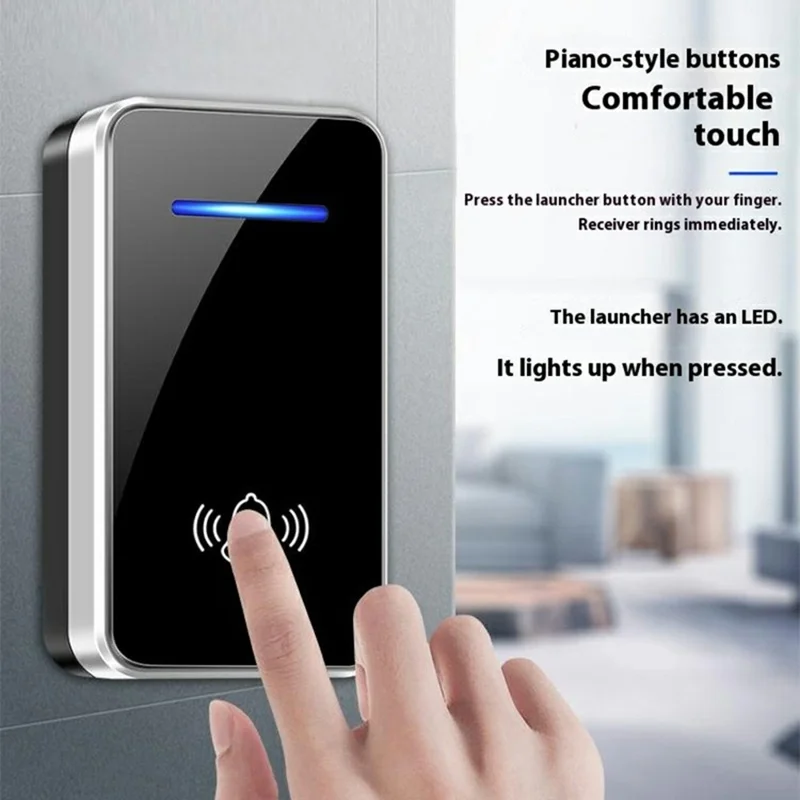 W906 300m Range Wireless Doorbell 60 Ringtones 5 Volume Levels Door Chime Kit, 2 Transmitters + 1 Receiver - White+Gold