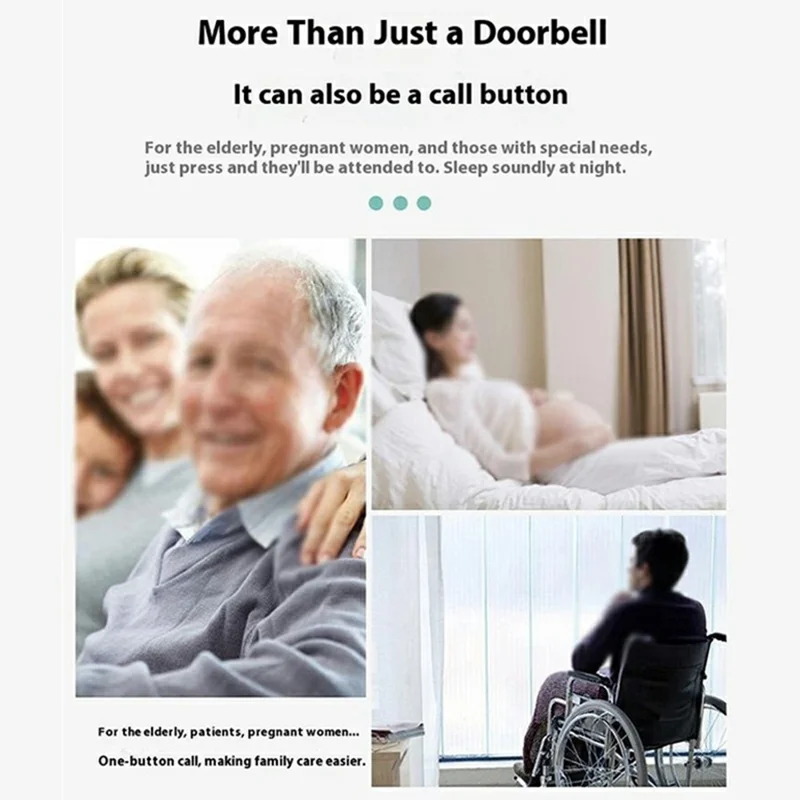 W906 300m Range Wireless Doorbell 60 Ringtones 5 Volume Levels Door Chime Kit, 2 Transmitters + 1 Receiver - White+Gold