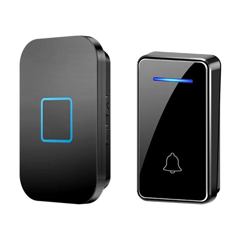 FA88 150m Range 5 Volume Levels Self Powered Wireless Doorbell 60 Melodies Door Chime, 1 Transmitter + 1 Receiver - Black / EU Plug