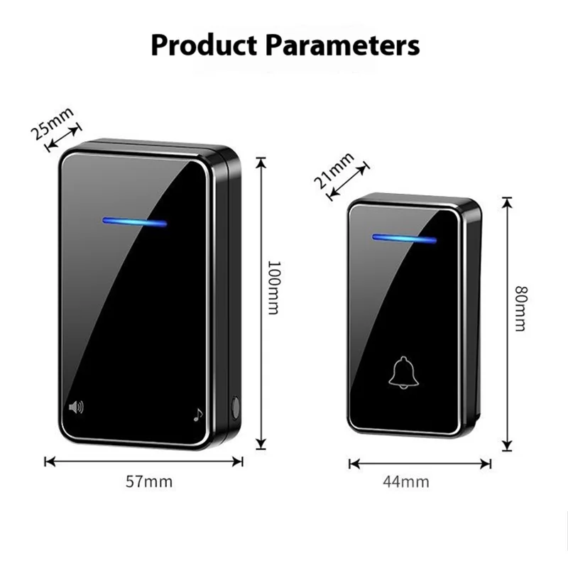 FA8 Self Powered Home Wireless Doorbell 60 Ringtones 5 Volume Levels Door Chime Kit, 1 Transmitter + 1 Receiver - Black / EU Plug