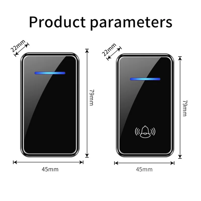 A80 Wireless USB Doorbell for Home 150m Range 60 Melodies 5 Volume Levels Door Chime, 1 Transmitter + 1 Receiver - Black