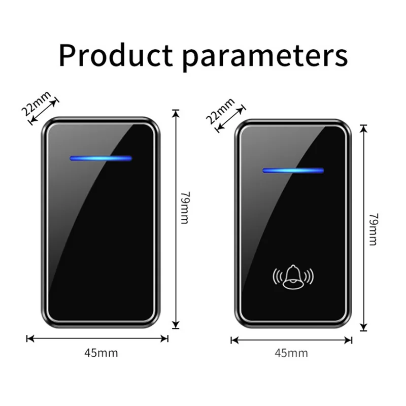 A80 Wireless USB Doorbell for Home 150m Range 60 Melodies 5 Volume Levels Door Chime, 2 Transmitters + 1 Receiver - Black