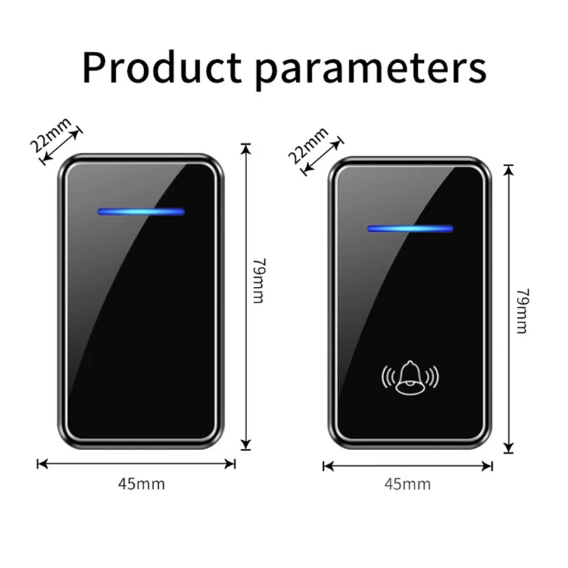 A80 Wireless USB Doorbell for Home 150m Range 60 Melodies 5 Volume Levels Door Chime, 1 Transmitter + 2 Receivers - Black