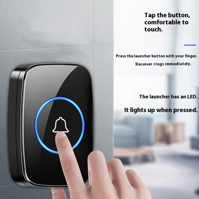 A10 Digital Display Wireless Calling System 60 Melodies Restaurant Pager Long Range Service Bell, 1 Transmitter + 1 Receiver - EU Plug