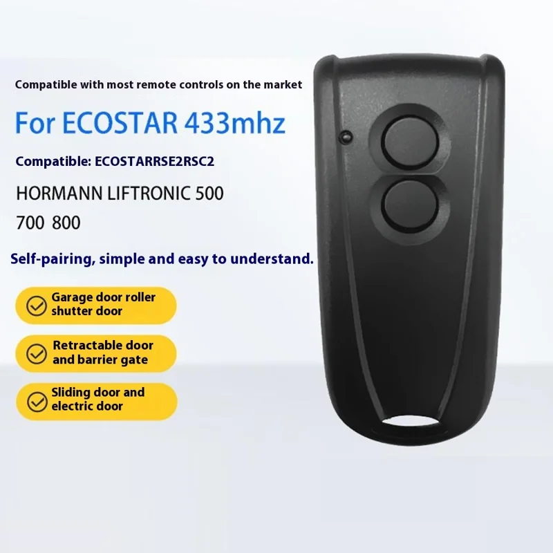 For ECOSTAR RSE2 / RSC2 433MHz Rolling Code 100m Long Range Garage Door Remote Control