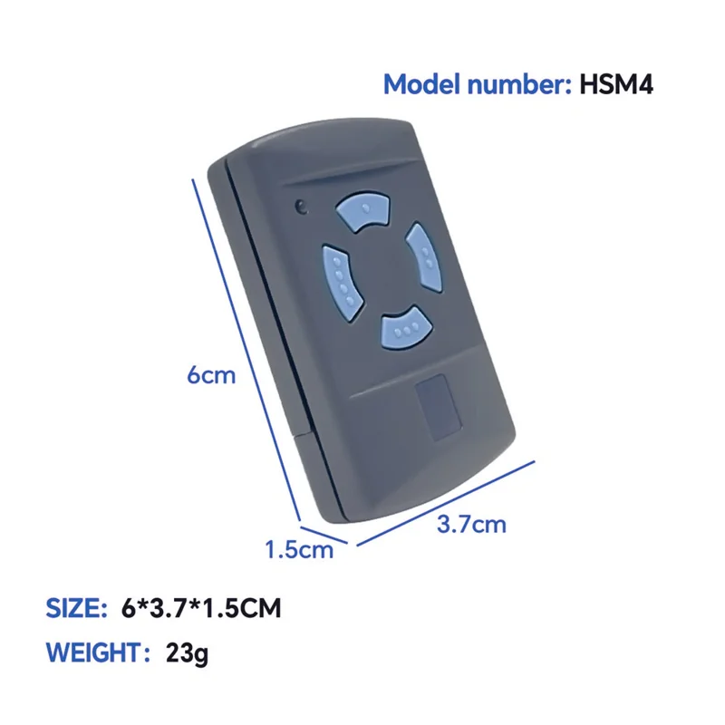 Garageport fjernbetjening til Hormann HSM2 868 / HSM4 868 / HS2 868 / HS4 868 / HSP4 868 fast kode duplikator – kort type / 4-knaps