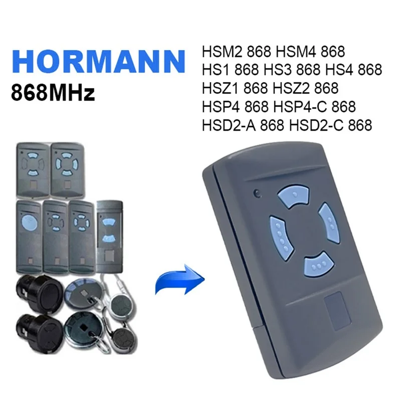 Garageport fjernbetjening til Hormann HSM2 868 / HSM4 868 / HS2 868 / HS4 868 / HSP4 868 fast kode duplikator – kort type / 4-knaps