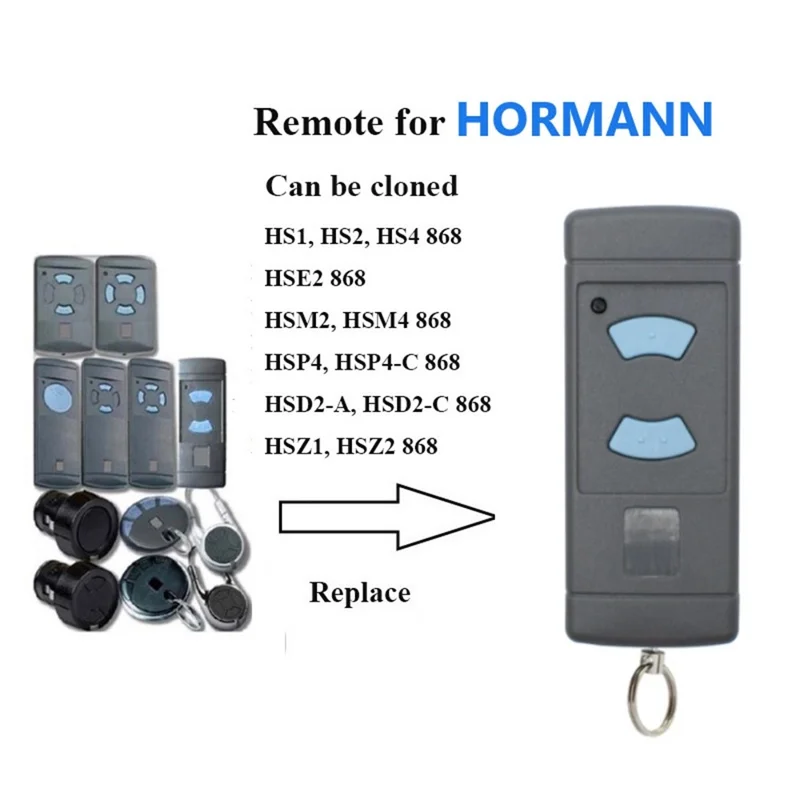Garageport fjernbetjening til Hormann HSM2 868 / HSM4 868 / HS2 868 / HS4 868 / HSP4 868 fast kode duplikator – kort type / 4-knaps