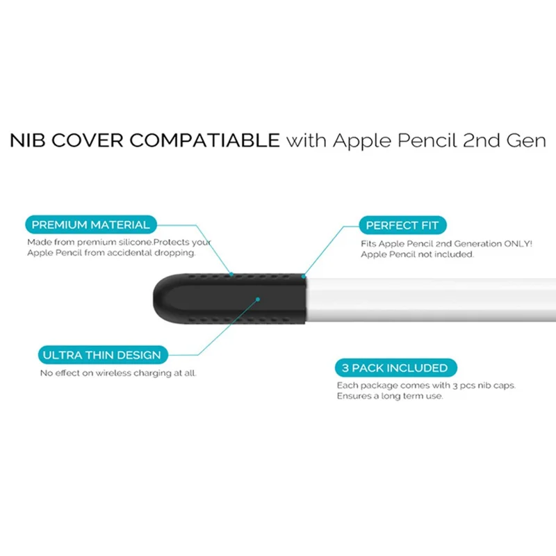 AHASTYLE PT92 For Apple Pencil (2nd Generation) / (1st Generation) Capacitive Stylus Nib Sleeve Silicone Protective Cover - Blackish Green