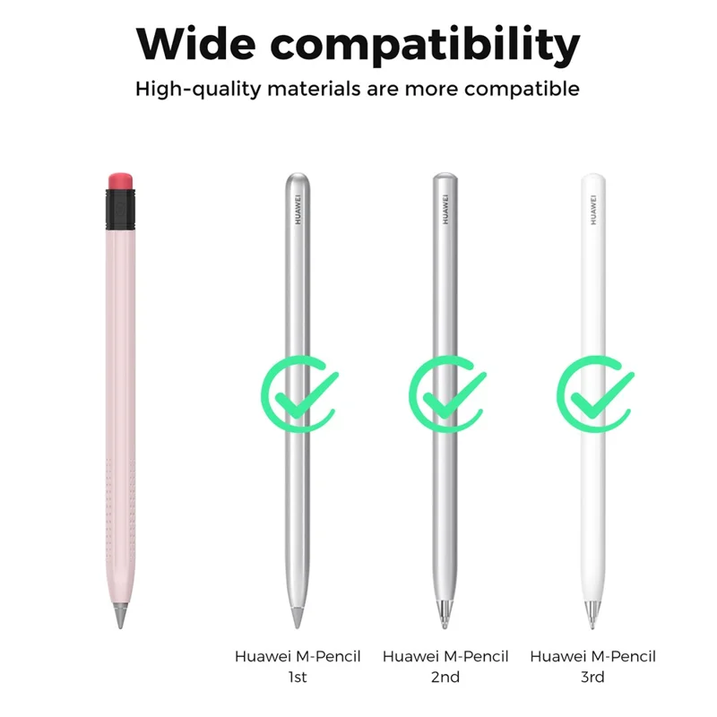 AHASTYLE PT114-C Slim Stylus Case For Huawei M-Pencil 3rd Generation / 2nd Generation / 1st Generation , Shockproof Anti Slip Cover - Pink + Black Cap