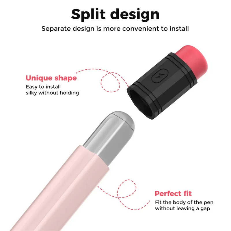 AHASTYLE PT114-C Slim Stylus Case For Huawei M-Pencil 3rd Generation / 2nd Generation / 1st Generation , Shockproof Anti Slip Cover - Pink + Black Cap