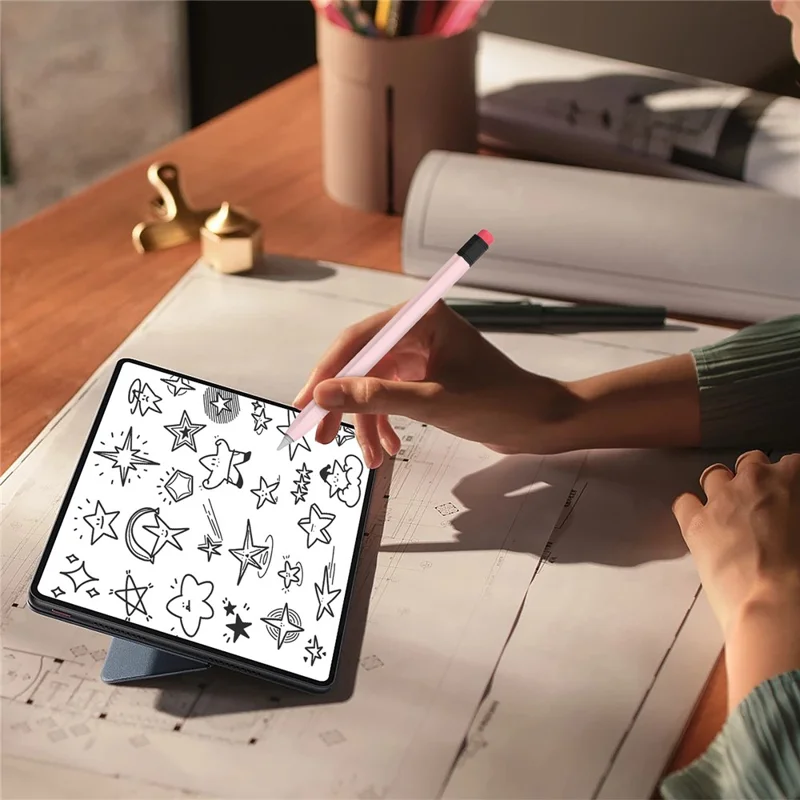 AHASTYLE PT114-C Slim Stylus Case For Huawei M-Pencil 3rd Generation / 2nd Generation / 1st Generation , Shockproof Anti Slip Cover - Pink + Black Cap