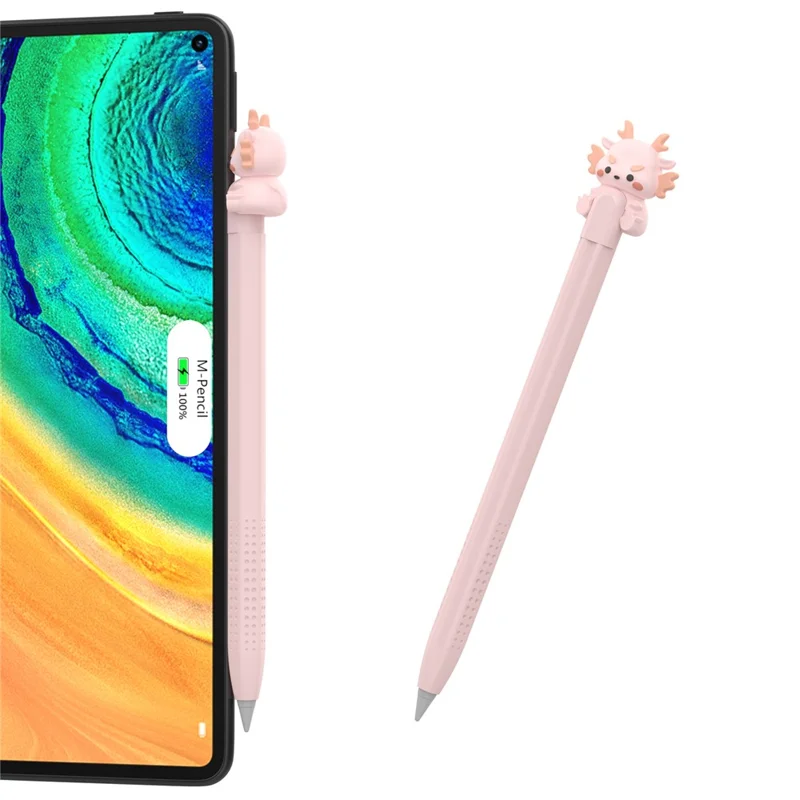 AHASTYLE PT114 Stylus Sleeve For Huawei M-Pencil 3rd Generation / 2nd Generation / 1st Generation , Cartoon Dragon-Style Cap Silicone Cover - Pink