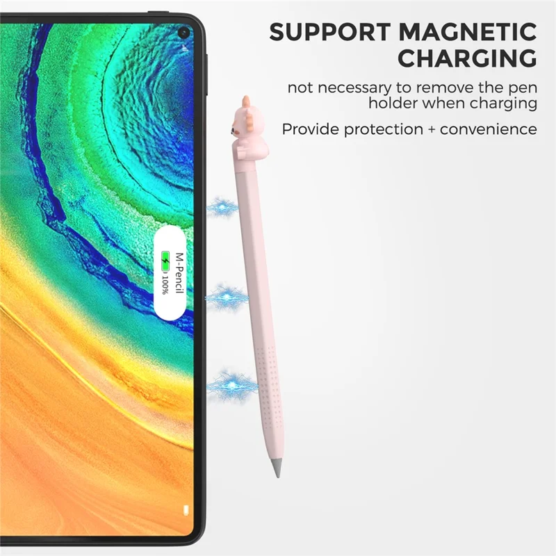 AHASTYLE PT114 Stylus Sleeve For Huawei M-Pencil 3rd Generation / 2nd Generation / 1st Generation , Cartoon Dragon-Style Cap Silicone Cover - Pink