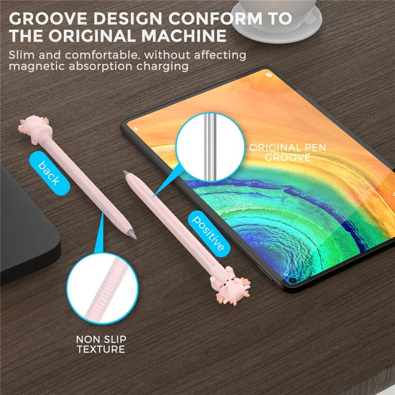 AHASTYLE PT114 Stylus Sleeve For Huawei M-Pencil 3rd Generation / 2nd Generation / 1st Generation , Cartoon Dragon-Style Cap Silicone Cover - Pink