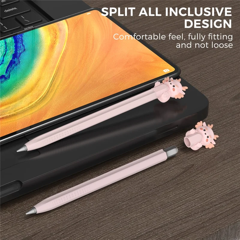 AHASTYLE PT114 Stylus Sleeve For Huawei M-Pencil 3rd Generation / 2nd Generation / 1st Generation , Cartoon Dragon-Style Cap Silicone Cover - Pink