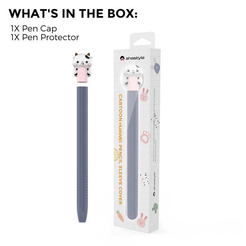 AHASTYLE PT114-B Stylus Cover For Huawei M-Pencil 3rd Generation / 2nd Generation / 1st Generation , Cartoon Animal Cap Silicone Pen Case - Midnight Blue