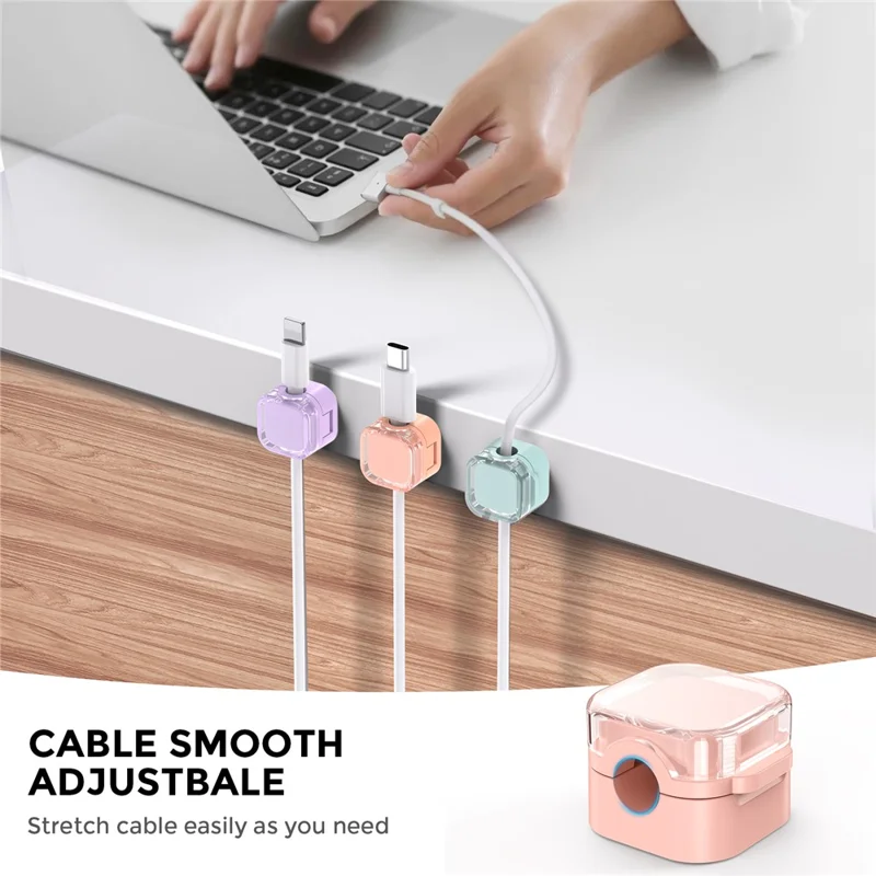 AHASTYLE WG159 6PCS Magnetic Cable Organizer Multi-Function Desktop Wire Management System - 2 Orange + 2 Purple + 2 Blue