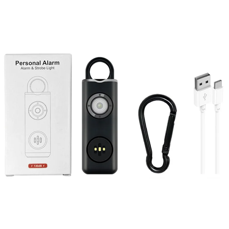 AF-2004 Osobisty Alarm Dźwiękowy na Szydełku Urządzenie Obronne Ładowane Elektroniczne Alarm Bezpieczeństwa dla Studentów - Czarny