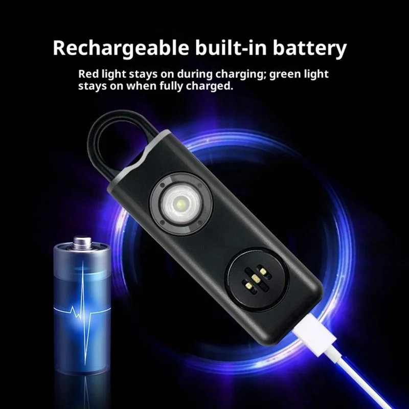 AF-2004 Osobisty Alarm Dźwiękowy na Szydełku Urządzenie Obronne Ładowane Elektroniczne Alarm Bezpieczeństwa dla Studentów - Czarny