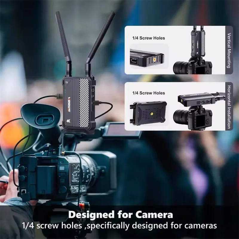 VRRIIS WL095 P 4K Ultra HD Trådløs Sender og Modtager Kit 350 m Rækkevidde Dobbeltbånd Lav Latens - US Stik