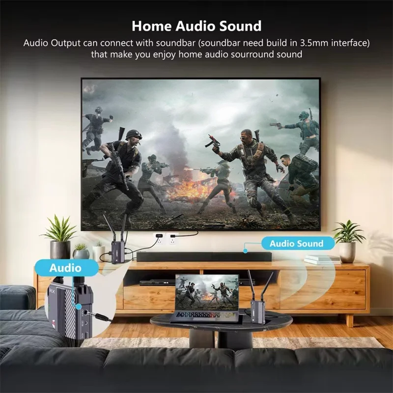 VRRIIS WL095 P 4K Ultra HD Trådløs Sender og Modtager Kit 350 m Rækkevidde Dobbeltbånd Lav Latens - US Stik