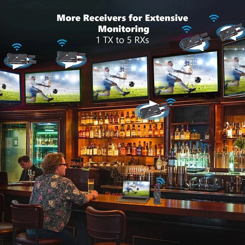 VRRIIS 082K 400m Wireless HD KVM Extender Video Transmitter and Receiver Support USB Keyboard Mouse - US Plug