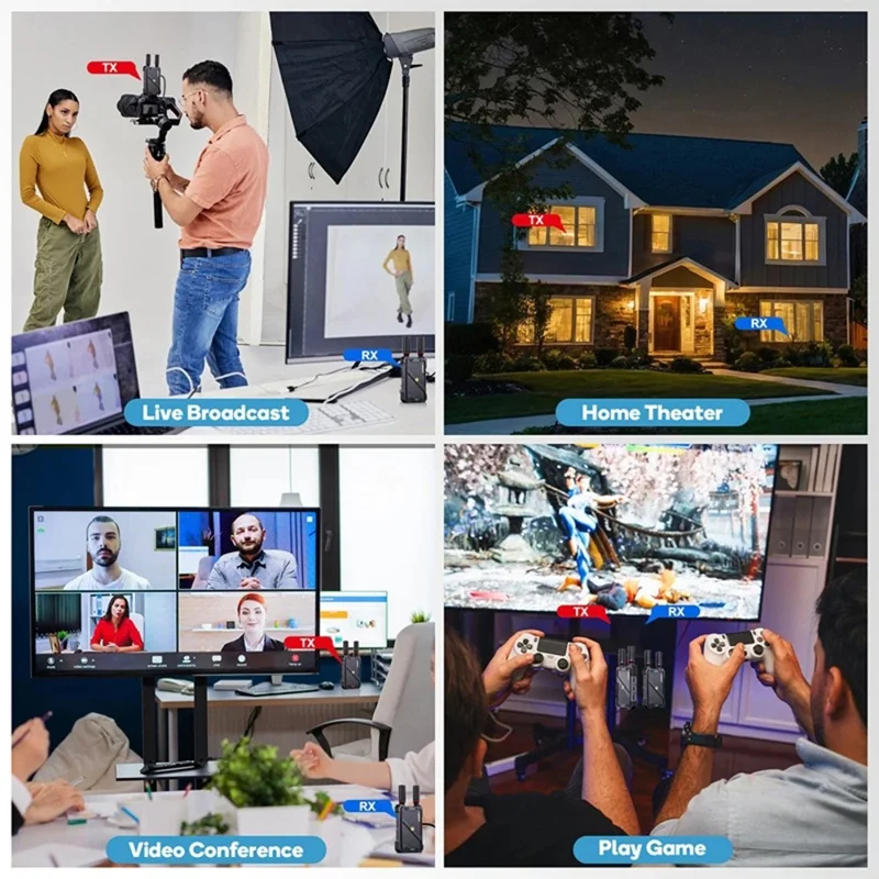 VRRIIS 082K 400m Wireless HD KVM Extender Video Transmitter and Receiver Support USB Keyboard Mouse - US Plug