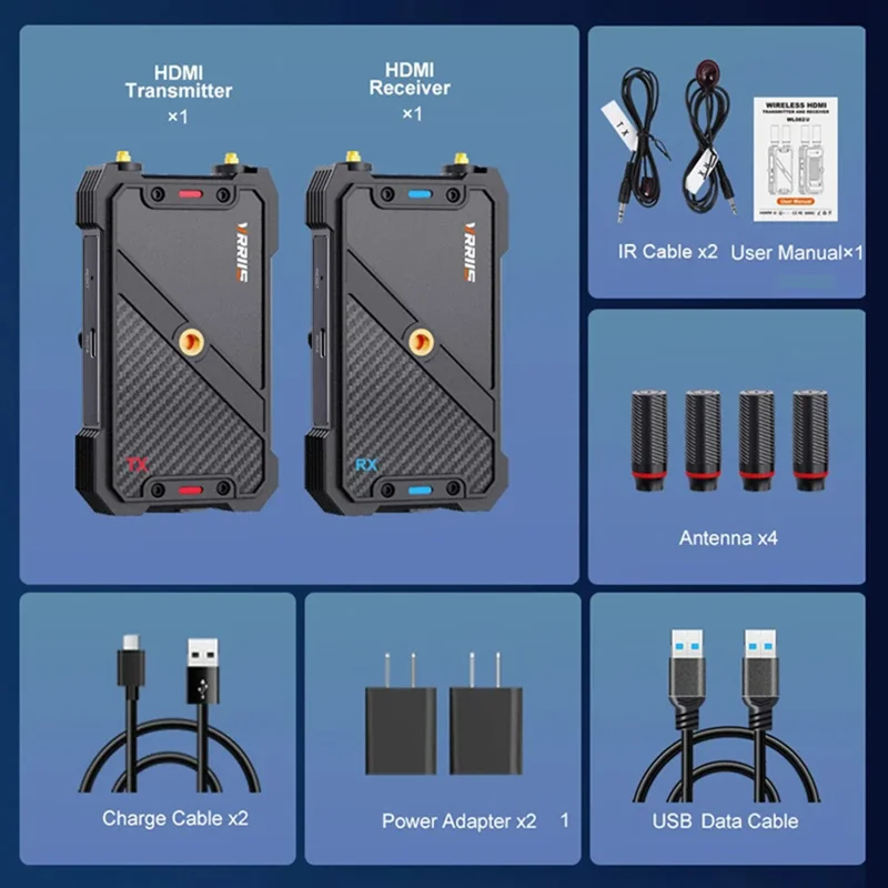 VRRIIS 082K 400m Wireless HD KVM Extender Video Transmitter and Receiver Support USB Keyboard Mouse - US Plug