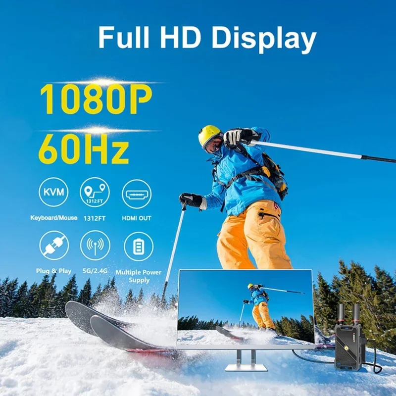 VRRIIS 082K 400m Wireless HD KVM Extender Video Transmitter and Receiver Support USB Keyboard Mouse - US Plug