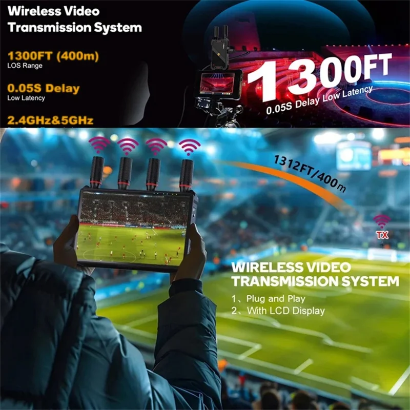 VRRIIS 085 P 1080P HD 400м Беспроводной видеопередатчик и приемник с ЖК-дисплеем - Вилка для Великобритании