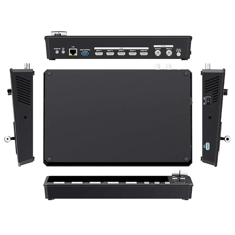 FEELWORLD L4 10,1 tum Touchscreen HD SDI Videoswitch / Streamingmixer / Multikamera Liveswitch för professionell sändning – US-uttag
