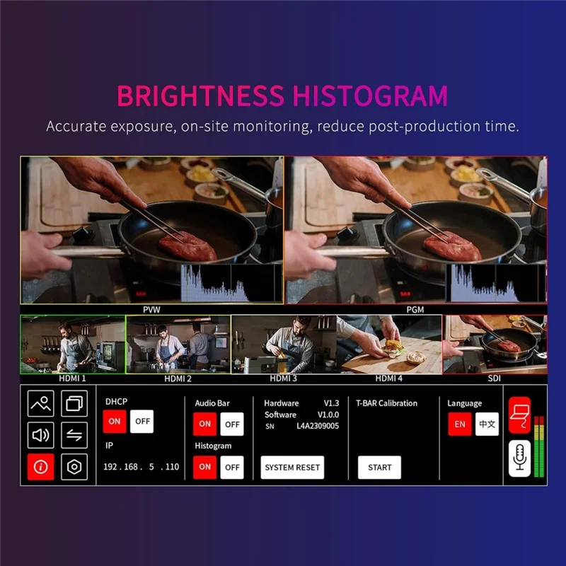 FEELWORLD L4 10,1 tum Touchscreen HD SDI Videoswitch / Streamingmixer / Multikamera Liveswitch för professionell sändning – US-uttag