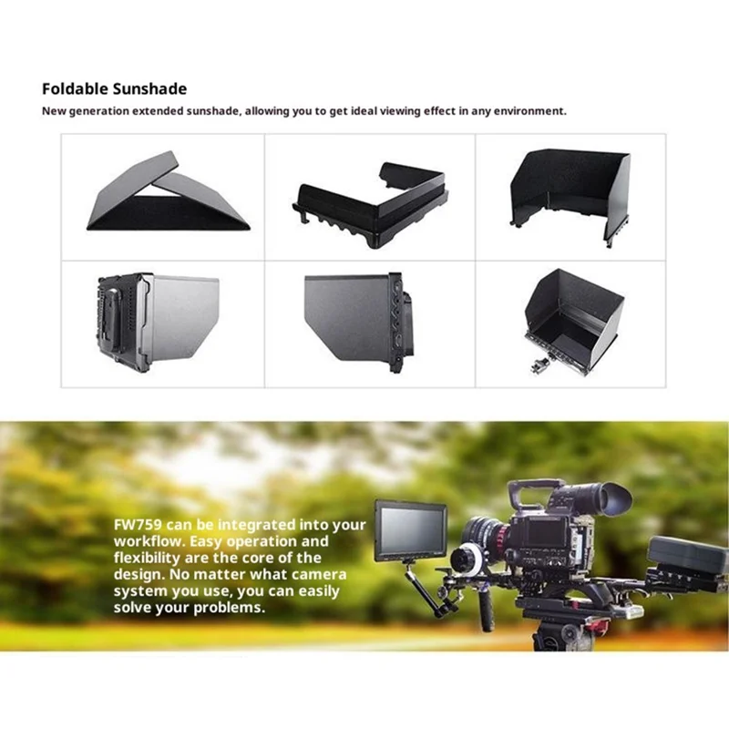 FEELWORLD FW759 7-Inch HD Photography Monitor 4K Display Screen External Monitor for DSLR / Mirrorless Cameras