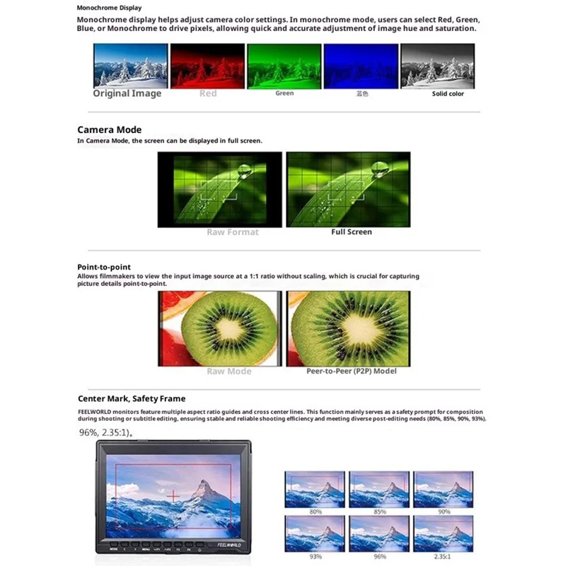FEELWORLD FW759 7-Inch HD Photography Monitor 4K Display Screen External Monitor for DSLR / Mirrorless Cameras