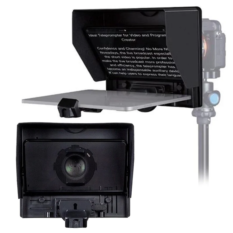 FEELWORLD TP10 Portable Teleprompter for Smartphones / DSLR Cameras Video Shooting Folding Design with Remote Control